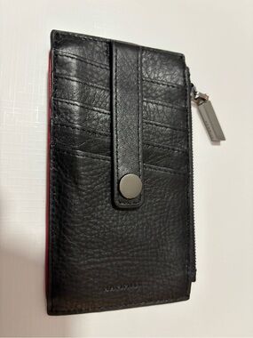Hammitt wallet 210 west card holder zipper black leather gunmetal hardware